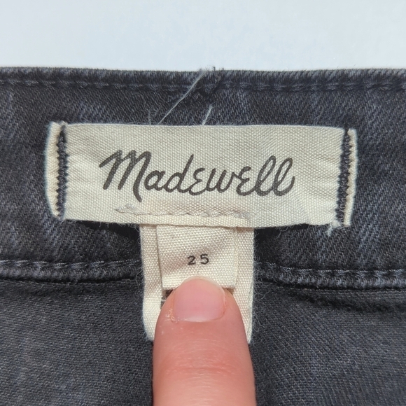 Madewell High Waisted Black Wash Button Front A-Line Denim Jean Mini Skirt 25 - Picture 4 of 11
